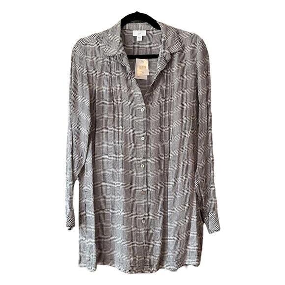 NWT J. Jill Women's Herringbone Button Down Tunic Blouse Top Long Sleeve Size XS - Picture 1 of 10